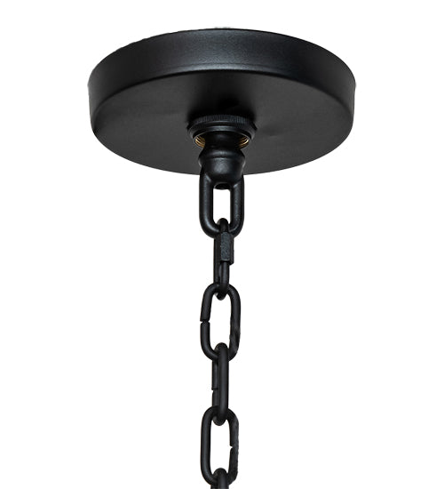 Meyda Lighting Rutland 66" 6-Light Textured Black Chandelier With Clear Seeded Shade Glass