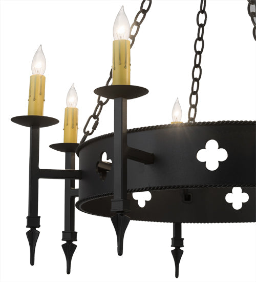 Meyda Lighting Sabrina 38" 8-Light Black Chandelier With Ivory Faux Candlelight
