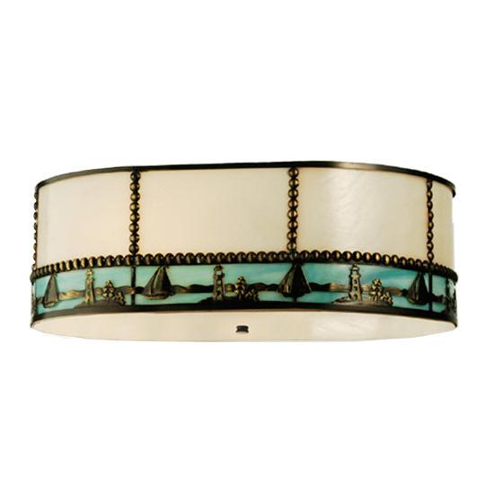Meyda Lighting Sailboat 18" Brown Sailboat Flushmount Fan Light Shade Glass