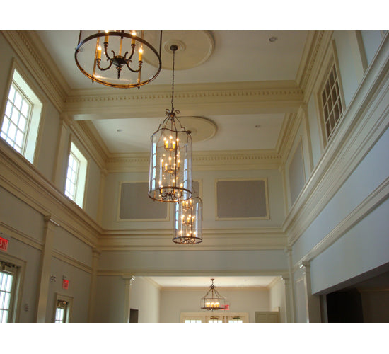 Meyda Lighting Sanctuary 36" 10-Light Antique Brass Pendant Light With Clear Crystal Idalight Shade Glass