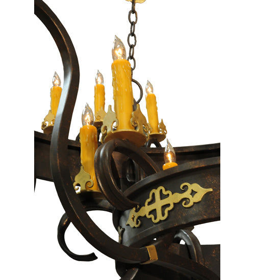 Meyda Lighting Santino 72" 24-Light Gilded Tobacco & Gold Chandelier With Amber Faux Candlelight