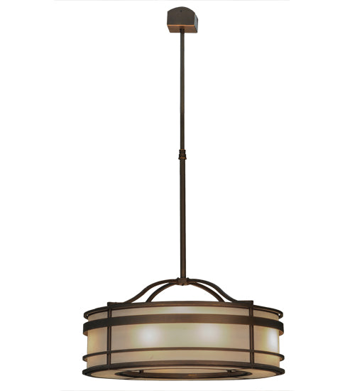 Meyda Lighting Sargent 57" 12-Light Tyler Bronze Pendant Light With White Statuario Idalight Shade Glass