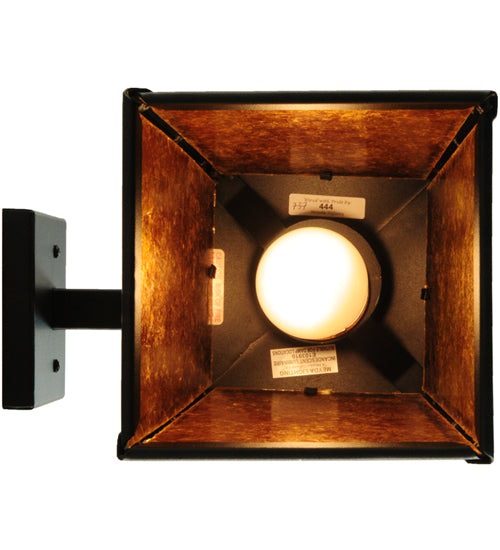 Meyda Lighting Seneca 10" Textured Black Hanging Wall Sconce With Amber Mica Shade Glass