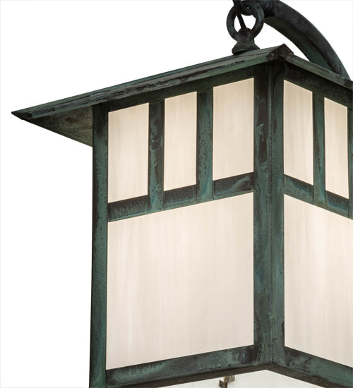 Meyda Lighting Seneca 12" Verdigris Double Bar Mission Curved Arm Wall Sconce With White Shade Glass