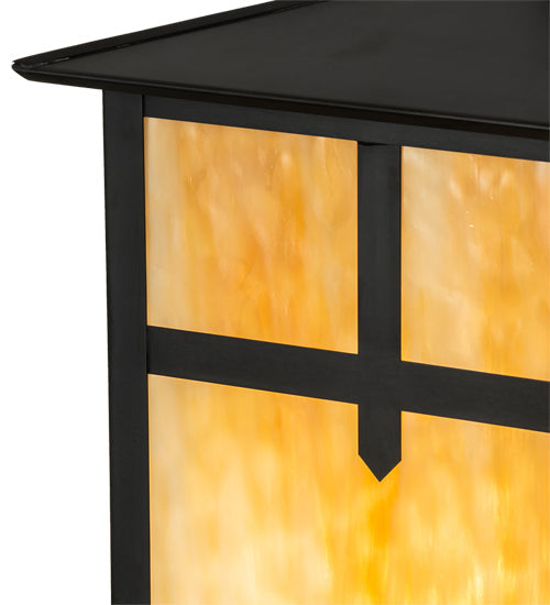 Meyda Lighting Seneca 17" Craftsman Brown Cross Mission Post Mount Light With Beige Art Shade Glass