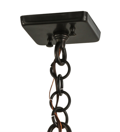 Meyda Lighting Seneca 17" Craftsman Brown Window Pane Pendant Light With Ambra Siena Idalight Shade Glass