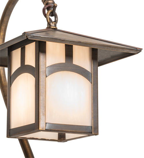 Meyda Lighting Seneca 23" Antique Copper Hill Top Shepherd's Hook Outdoor Landscape Fixture With White Opal Art Shade Glass