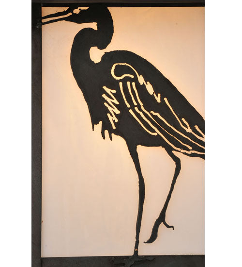 Meyda Lighting Seneca 8" Craftsman Brown Heron Curved Arm Wall Sconce With White Art Shade Glass