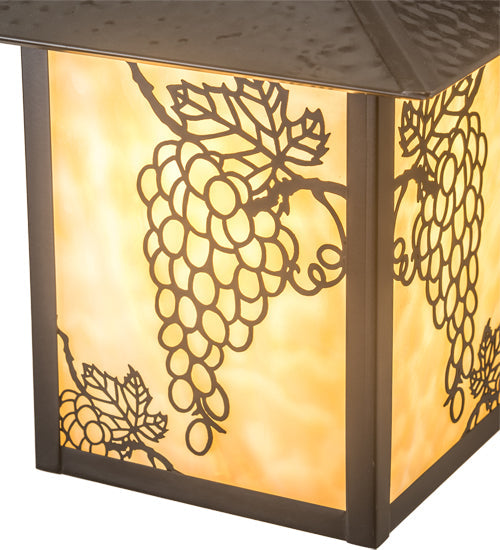 Meyda Lighting Seneca 9" Craftsman Brown Grapes Straight Arm Wall Sconce With Beige Art Shade Glass