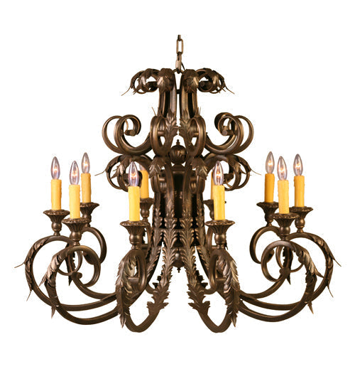 Meyda Lighting Serratina 42" 10-Light Autumn Leaf Chandelier With Faux Candlelight