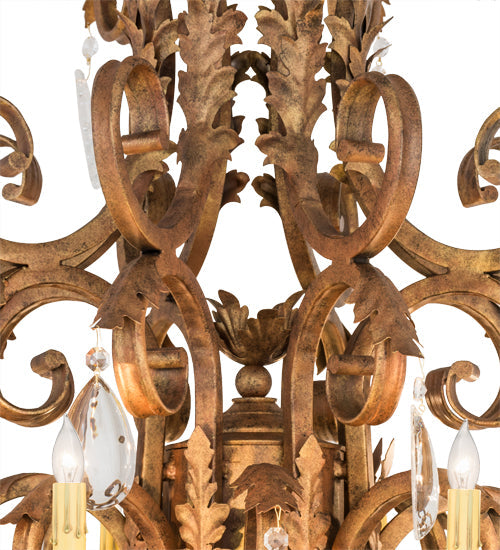 Meyda Lighting Serratina 60" 32-Light Autumn Leaf Chandelier With Amber Faux Candlelight