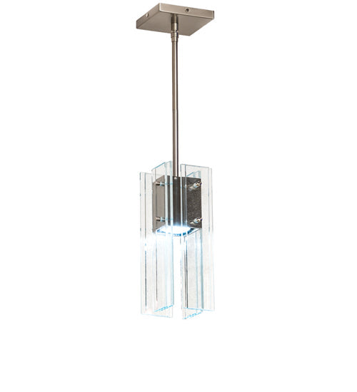 Meyda Lighting Shutter 7" Nickel Mini Pendant Light With Clear Sparkle Shade Glass