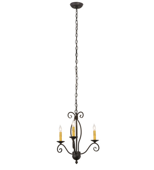 Meyda Lighting Sienna 18" 3-Light Chestnut Chandelier With Amber Faux Candlelight