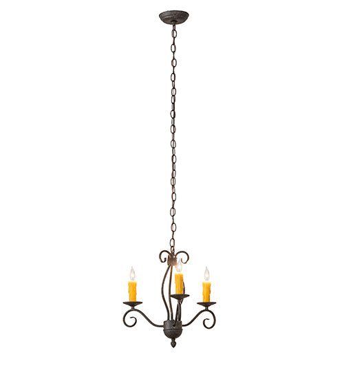 Meyda Lighting Sienna 18" 3-Light Coffee Bean Chandelier With Amber Faux Candlelight