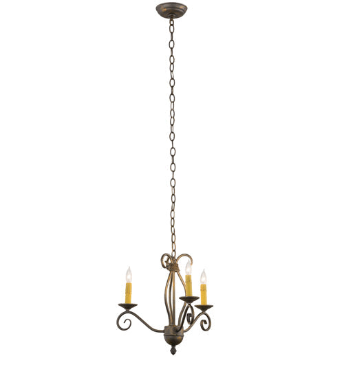 Meyda Lighting Sienna 18" 3-Light French Bronze Chandelier With Amber Faux Candlelight