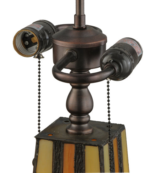 Meyda Lighting Sierra Prairie Mission 25" 2-Light Table Lamp Base With Orange & Yellow Base Shade