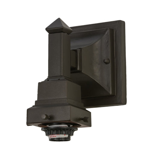 Meyda Lighting Sierra Prairie Mission 5" Mahogany Bronze Wall Sconce With Multi-Colored Shade Glass