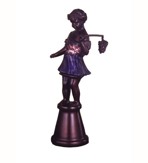 Meyda Lighting Silhouette 15" Mahogany Bronze Bacchus Boy Accent Table Lamp With Purple & Blue Shade Glass