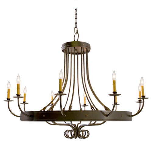 Meyda Lighting Silvana 50" 10-Light French Bronze Chandelier With Amber Faux Candlelight