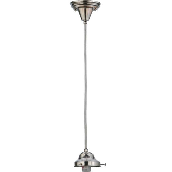 Meyda Lighting Silver Cloth Covered Paddle Socket Hanger Pendant Light With 4" Polished Nickel Fitter