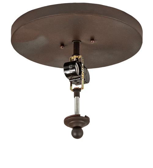 Meyda Lighting Simple 13" 2-Light Rust Over Wrought Iron Flush Mount Light With Silver Mica Shade Glass