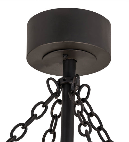 Meyda Lighting Smythe 44" 8-Light Wrought Iron Chandelier With Quarrystone Optyka-Lite Shade and Fan