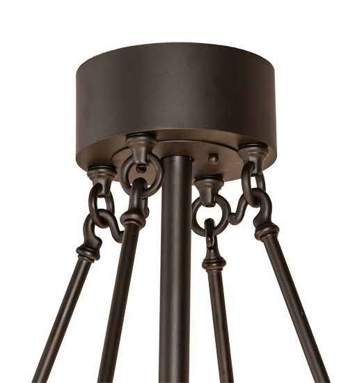 Meyda Lighting Smythe Craftsman 48" 16-Light Oil Rubbed Bronze Chandelier With Silver Mica & Clear Seeded Shade Glass and Fan