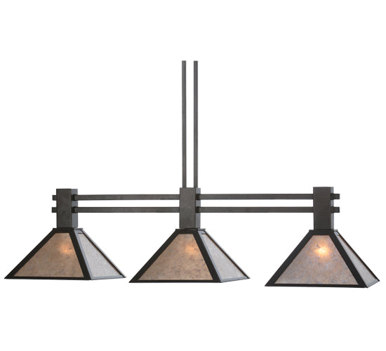 Meyda Lighting Soffe 45" 3-Light Dark Roast Island Pendant Light With Silver Mica Shade Glass