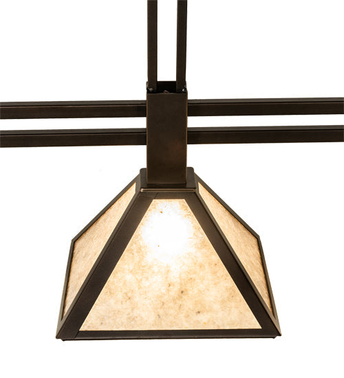 Meyda Lighting Soffe 45" 3-Light Mahogany Bronze Island Pendant Light With Silver Mica Shade Glass