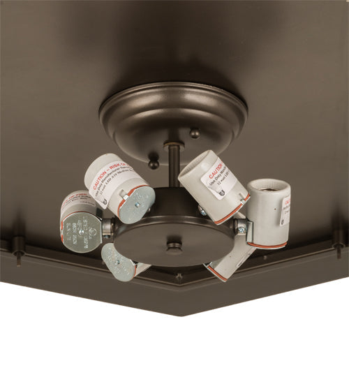 Meyda Lighting Sonoma 36" 6-Light Bronze Flush Mount Light With Beige & Bark Brown Shade Glass