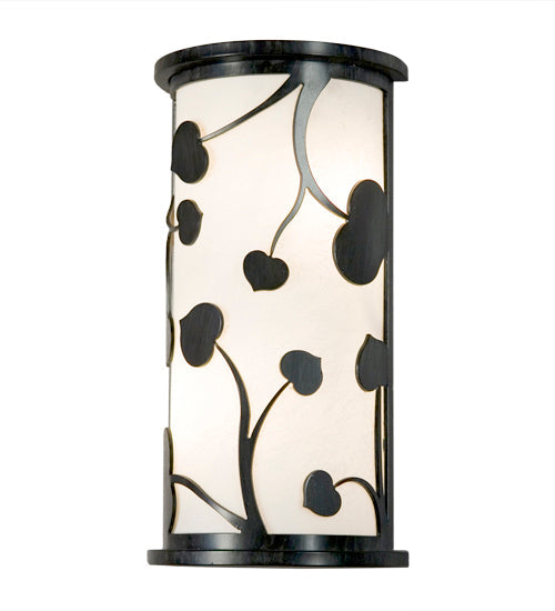 Meyda Lighting Spades 8" 2-Light Antique Iron Gate Wall Sconce With Whitestone Idalight Shade Glass