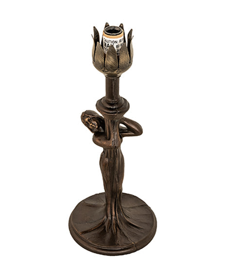 Meyda Lighting Stained Glass Pond Lily 15" Mahogany Bronze Nouveau Lady Accent Table Lamp With Multi-Colored Shade Glass