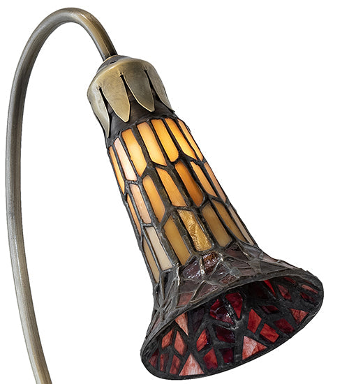 Meyda Lighting Stained Glass Pond Lily 16" Mahogany Bronze Accent Table Lamp With Honey & Red Art Shade Glass