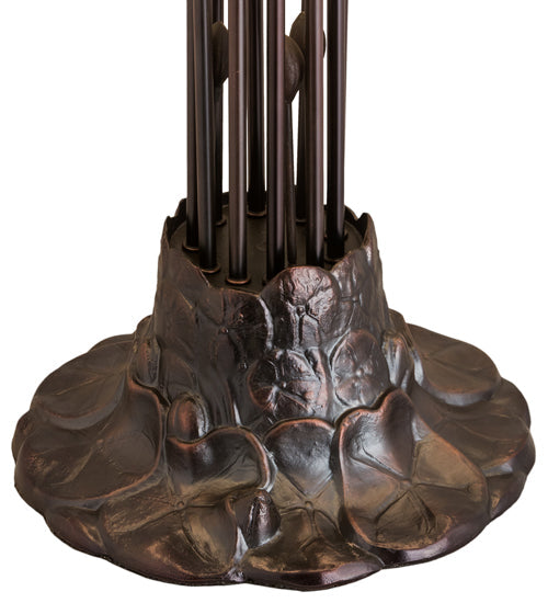 Meyda Lighting Stained Glass Pond Lily 25" 10-Light Mahogany Bronze Table Lamp With Green Shade Glass