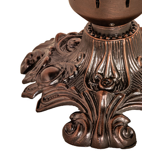Meyda Lighting Stained Glass Pond Lily 8" Mahogany Bronze Victorian Accent Table Lamp With Amber & Green Shade Glass