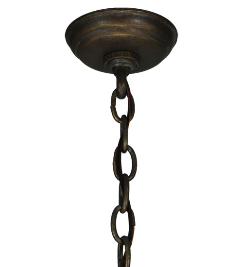 Meyda Lighting Standford 17" English Bronze Pendant Light With Amber Mica Shade Glass
