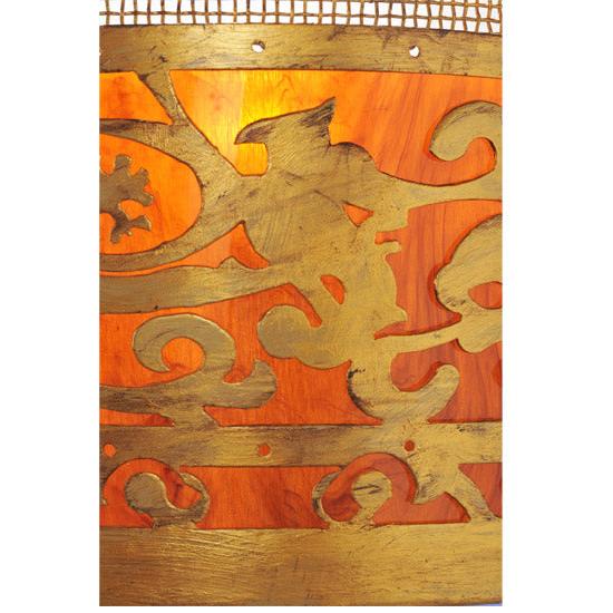 Meyda Lighting Stanley 12" Antique Gold Wall Sconce With Amber and Gold Shade Glass