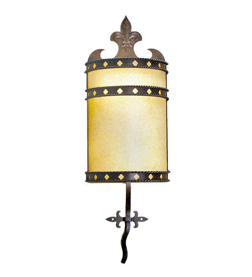 Meyda Lighting Stanza 8" 2-Light Gilded Tobacco Wall Sconce With Botticino Idalight Shade
