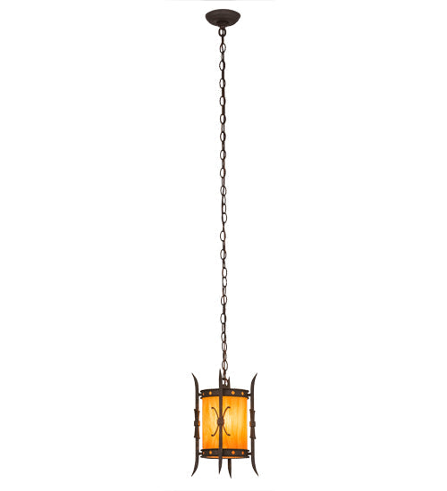 Meyda Lighting Stanza 9" Gilded Tobacco Mini Pendant Light With Ambra Siena Idalight Shade Glass