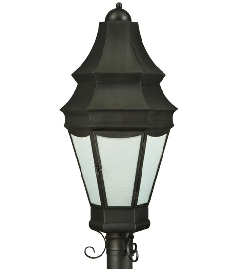 Meyda Lighting Statesboro 14" 2-Light Craftsman Brown Street Post Light With Clear Ripple Shade Glass
