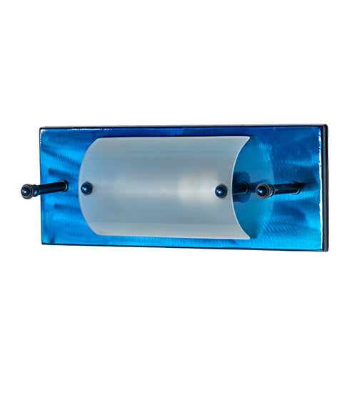 Meyda Lighting Stepping Stone 16" Transparent Blue Vanity Light With Blue & White Shade Glass