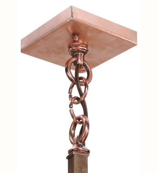 Meyda Lighting Stillwater 22" Natural Copper Dragonfly Pendant Light With Beige Art Shade Glass