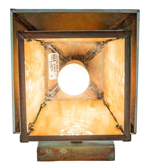 Meyda Lighting Stillwater 8" Verdigris Ginkgo Straight Arm Wall Sconce With Beige Flemish Shade Glass