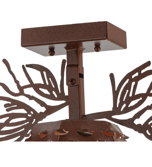 Meyda Lighting Stoneycreek 14" Rust Pinecone Semi-flush Mount Ceiling Light