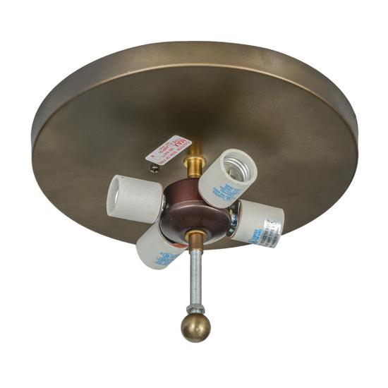 Meyda Lighting Strike Of The Eagle 22" Antique Copper Flushmount With Silver Mica Shade Glass