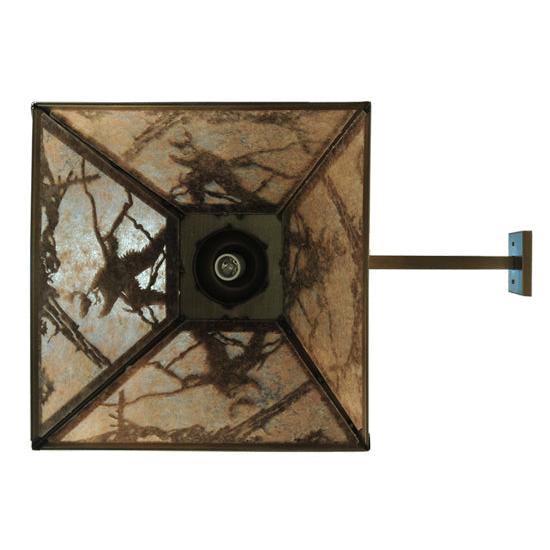 Meyda Lighting Strike of the Eagle 16" Antique Copper Hanging Wall Sconce With Silver Mica Shade Glass
