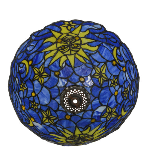 Meyda Lighting Sun Moon & Stars 12" Yellow & Blue Shade Glass