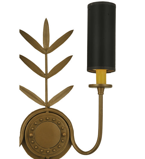 Meyda Lighting Sunflower 12" 2-Light Gold Metallic Wall Sconce With Black Satin Textrene Shade