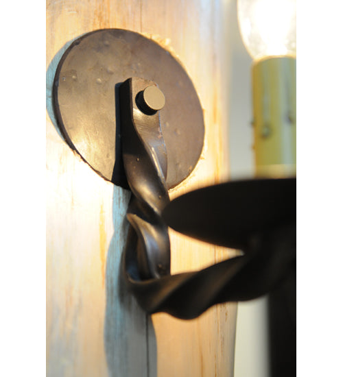 Meyda Lighting Sussex 4"W x 19"H Hand Wrought Iron Wall Sconce
