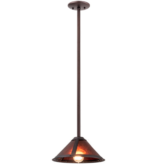 Meyda Lighting Sutter 12" Mahogany Bronze Pendant Light With Amber Mica Shade Glass